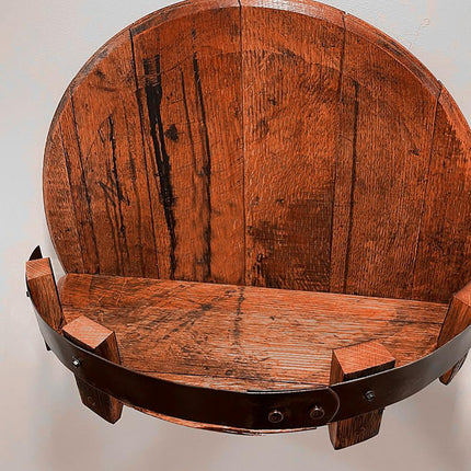 Wall Shelf Barrel Timber Display Unit with Curved Design | Round Wall-Mounted Organizer for Bottles and Decor
