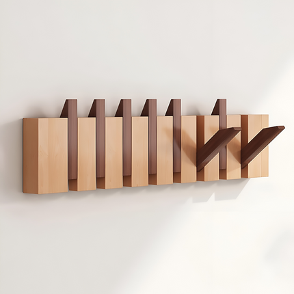 Wooden Wall Mounted Coat Rack with Foldable Hooks | Stylish Space Saver for Coats and Accessories