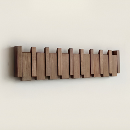 Wooden Wall Mounted Coat Rack with Foldable Hooks | Stylish Space Saver for Coats and Accessories