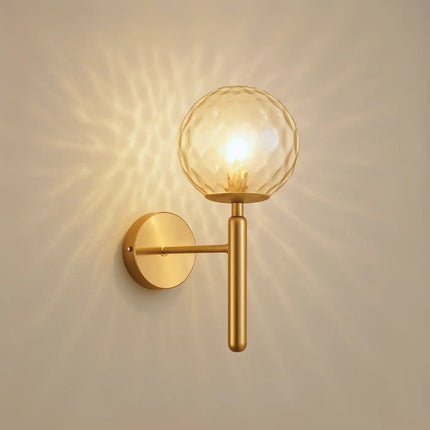 Wall Sconce with Frosted or Rippled Glass Globe | Matte Black or Brushed Gold Finish for Ambient Lighting 3