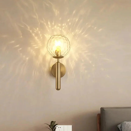 Wall Sconce with Frosted or Rippled Glass Globe | Matte Black or Brushed Gold Finish for Ambient Lighting 5