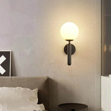 Wall Sconce with Frosted or Rippled Glass Globe | Matte Black or Brushed Gold Finish for Ambient Lighting 6