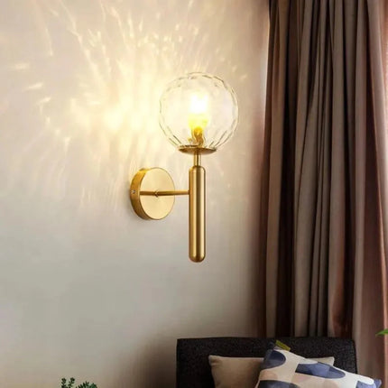 Wall Sconce with Frosted or Rippled Glass Globe | Matte Black or Brushed Gold Finish for Ambient Lighting 8