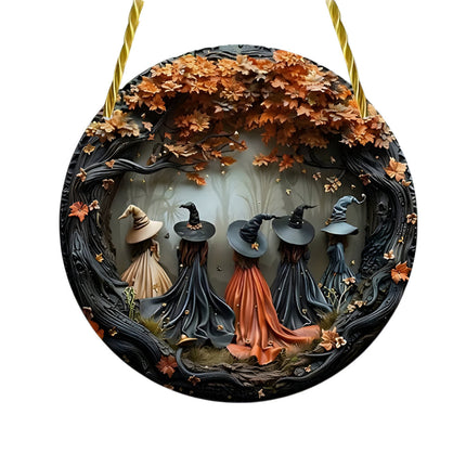 Witch Folklore Wall Art Door Hanging Sign with Layered Design | Seasonal Decor for Entryways and Themed Events