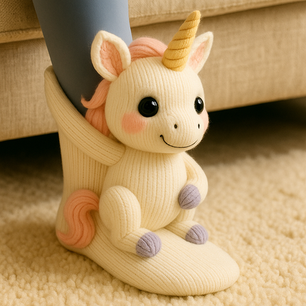 Warm Non-Slip Animal Motif House Socks with Plush Microfiber | Cozy Comfort for All Ages