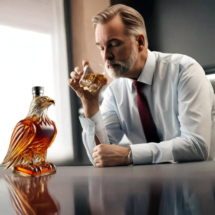 Eagle-Shaped Whiskey Decanter Glass Bottle for Bar Display | Decorative Spirits Storage for Home and Collectors