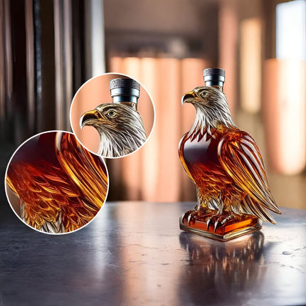 Eagle-Shaped Whiskey Decanter Glass Bottle for Bar Display | Decorative Spirits Storage for Home and Collectors