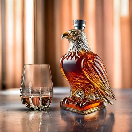 Eagle-Shaped Whiskey Decanter Glass Bottle for Bar Display | Decorative Spirits Storage for Home and Collectors