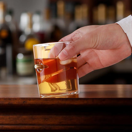 Whiskey Decanter Set with Wooden Stand | Unique Glass Bottle for Stylish Home Bar Display