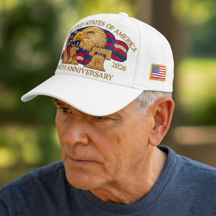 Men's Patriotic Baseball Cap with Eagle Embroidery | Adjustable 250th Anniversary Hat for Outdoor Events