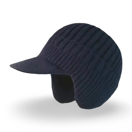 Knit Beanie Winter Hat with Visor & Ear Flaps | Cold Weather Coverage for Outdoor Activities