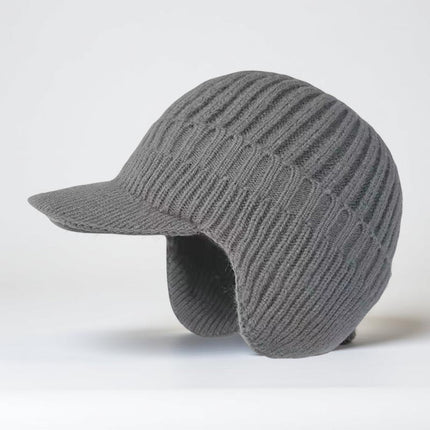 Knit Beanie Winter Hat with Visor & Ear Flaps | Cold Weather Coverage for Outdoor Activities