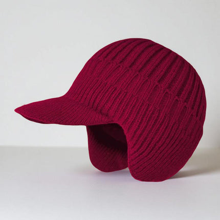 Knit Beanie Winter Hat with Visor & Ear Flaps | Cold Weather Coverage for Outdoor Activities