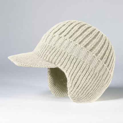 Knit Beanie Winter Hat with Visor & Ear Flaps | Cold Weather Coverage for Outdoor Activities