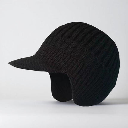 Knit Beanie Winter Hat with Visor & Ear Flaps | Cold Weather Coverage for Outdoor Activities
