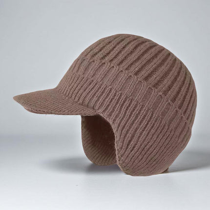 Knit Beanie Winter Hat with Visor & Ear Flaps | Cold Weather Coverage for Outdoor Activities