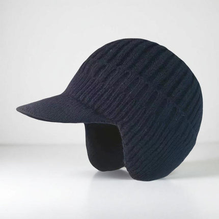 Knit Beanie Winter Hat with Visor & Ear Flaps | Cold Weather Coverage for Outdoor Activities