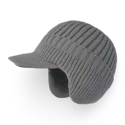 Knit Beanie Winter Hat with Visor & Ear Flaps | Cold Weather Coverage for Outdoor Activities