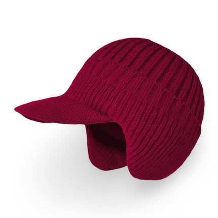 Knit Beanie Winter Hat with Visor & Ear Flaps | Cold Weather Coverage for Outdoor Activities