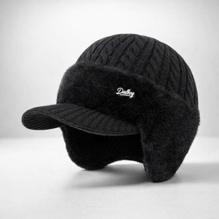 Winter Trapper Hat with Visor and Ear Flaps | Lightweight Knit Cap for Cold Weather Outdoor Activities