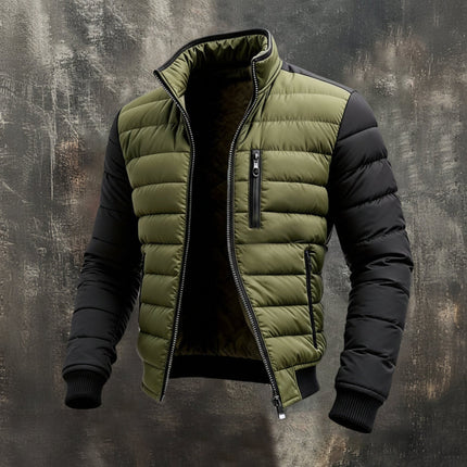 Quilted Winter Jacket with Full Zip and Contrast Sleeves | Lightweight Warmth for Everyday Comfort