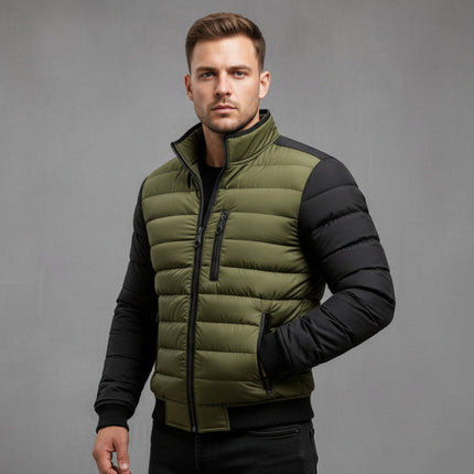 Quilted Winter Jacket with Full Zip and Contrast Sleeves | Lightweight Warmth for Everyday Comfort