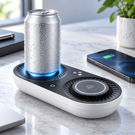 Coffee Mug Warmer with Wireless Charger, Wireless Charging Pad, Beverage Cooler for Cans, Desk Accessory for Home Office_00