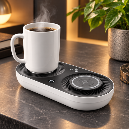 Coffee Mug Warmer with Wireless Charger, Wireless Charging Pad, Beverage Cooler for Cans, Desk Accessory for Home Office_01