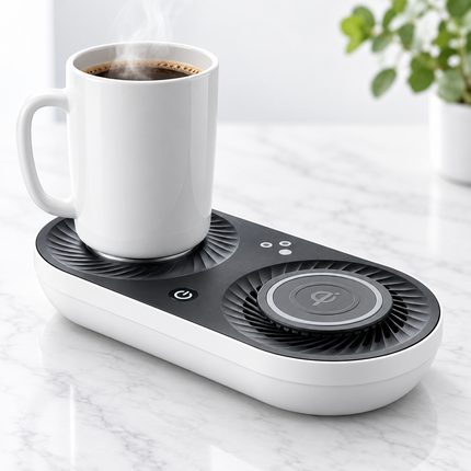 Coffee Mug Warmer with Wireless Charger, Wireless Charging Pad, Beverage Cooler for Cans, Desk Accessory for Home Office_02
