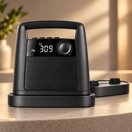 Portable Wireless Speaker for TV, Rechargeable TV Speaker with FM Radio and Digital Clock, Wireless Home Speaker_01