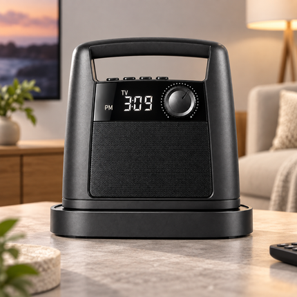 Portable Wireless Speaker for TV, Rechargeable TV Speaker with FM Radio and Digital Clock, Wireless Home Speaker_00