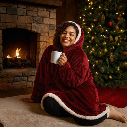 Women Blanket Hoodie with Oversized Design | Cozy Wearable Loungewear for Home Evenings