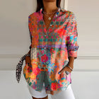 Womens Tops Long Sleeve, Floral Print Womens Blouse with Button Front, Tunic Top for Work and Casual Wear_00