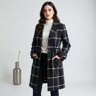 Womens Coat for Winter, Long Coat with Plaid Pattern and Lapel Collar, Warm Womens Winter Coat for Office_05