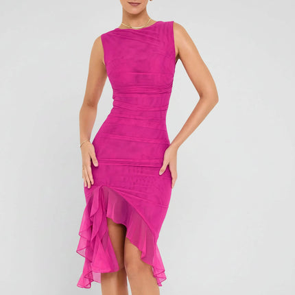 Ruched Midi Cocktail Dress with Off-Shoulder Neckline | Elegant Evening Dress for Romantic Occasions