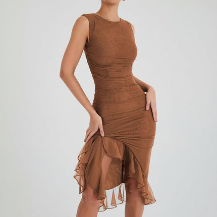 Ruched Midi Cocktail Dress with Off-Shoulder Neckline | Elegant Evening Dress for Romantic Occasions