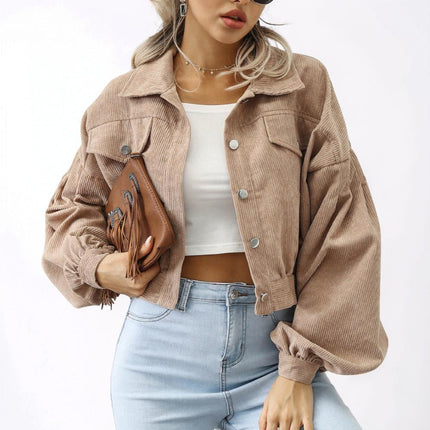 Cropped Casual Women's Jacket with Button Front Design | Stylish Layering for Everyday Outfits