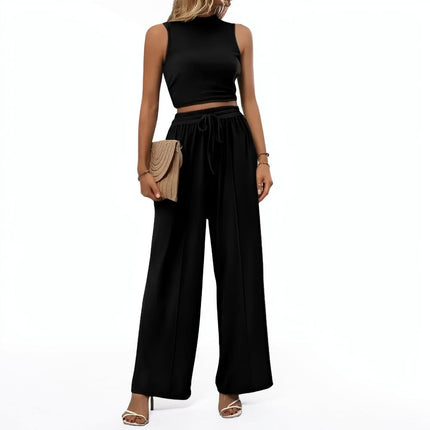 Women's Jumpsuit Set with Sleeveless Top & Wide Leg Pants | Casual Lounge Outfit for Everyday and Travel