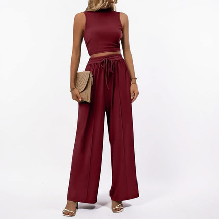 Women's Jumpsuit Set with Sleeveless Top & Wide Leg Pants | Casual Lounge Outfit for Everyday and Travel