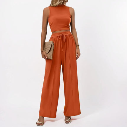 Women's Jumpsuit Set with Sleeveless Top & Wide Leg Pants | Casual Lounge Outfit for Everyday and Travel