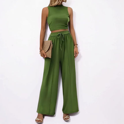 Women's Jumpsuit Set with Sleeveless Top & Wide Leg Pants | Casual Lounge Outfit for Everyday and Travel