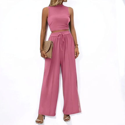 Women's Jumpsuit Set with Sleeveless Top & Wide Leg Pants | Casual Lounge Outfit for Everyday and Travel