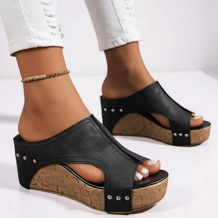 Wedge Platform Sandals for Women with Slip-On Design | Casual Open Toe Shoes for Summer Outfits