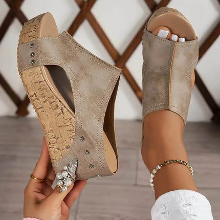 Wedge Platform Sandals for Women with Slip-On Design | Casual Open Toe Shoes for Summer Outfits