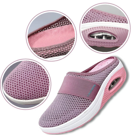 Slip-On Walking Shoes for Women with Cushion Sole | Comfortable Mesh Upper for Everyday Wear