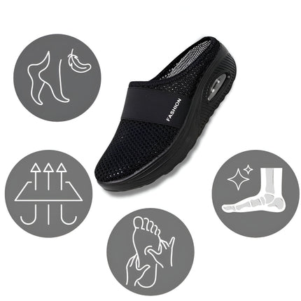 Slip-On Walking Shoes for Women with Cushion Sole | Comfortable Mesh Upper for Everyday Wear