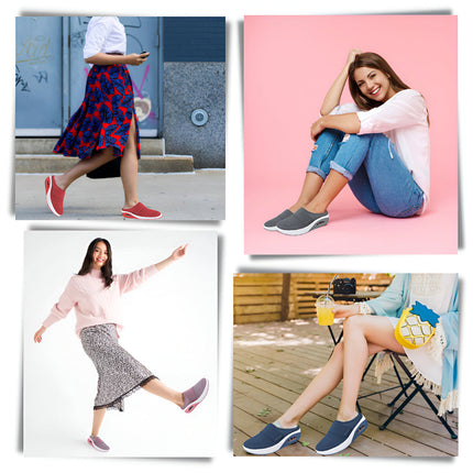 Slip-On Walking Shoes for Women with Cushion Sole | Comfortable Mesh Upper for Everyday Wear