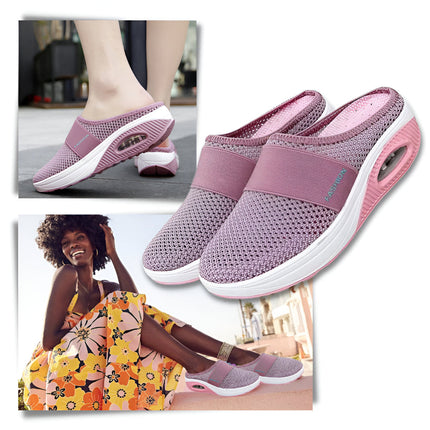 Slip-On Walking Shoes for Women with Cushion Sole | Comfortable Mesh Upper for Everyday Wear