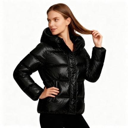 Warm Insulated Hooded Puffer Jacket for Women | Lightweight Quilted Design with Functional Pockets