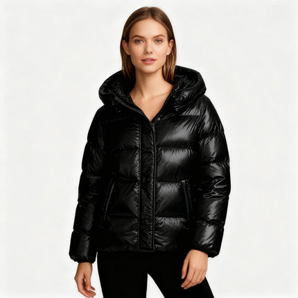 Warm Insulated Hooded Puffer Jacket for Women | Lightweight Quilted Design with Functional Pockets